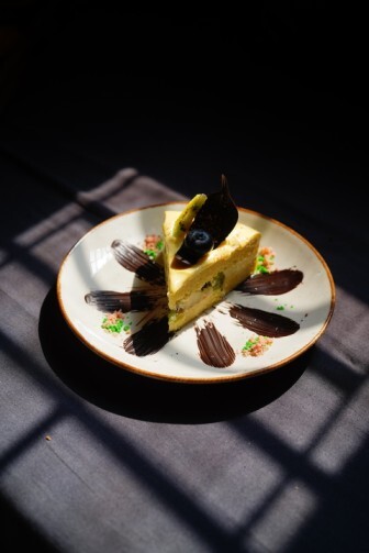 Delicious German dessert served on a decorated plate
